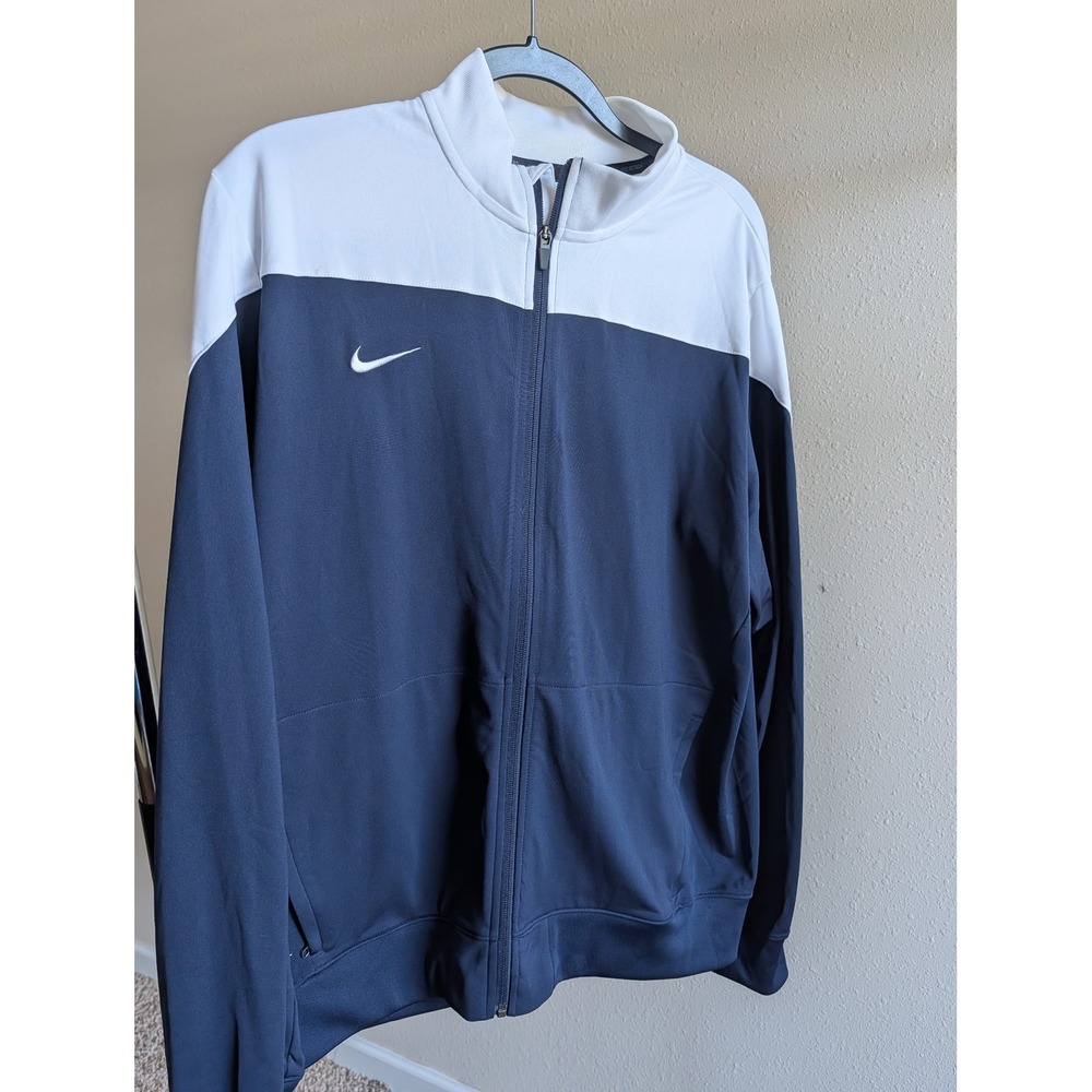 Nike Mens Dri-FIT Track Jacket Navy White Colorblock Full Zip Large Soccer